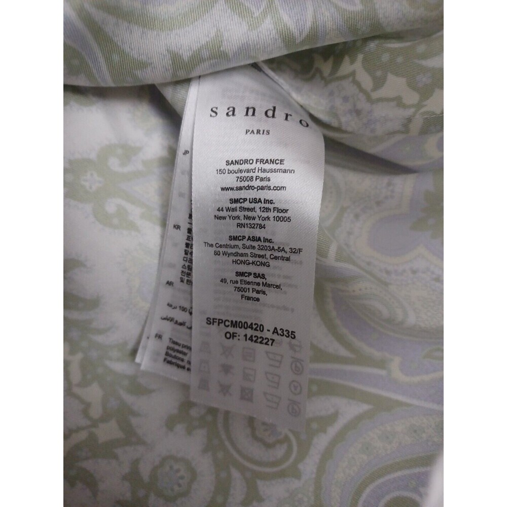 Sandro Paris Top Size 3 US 8 Beautiful floral Paisley Patterns Print Button Up - Picture 6 of 13